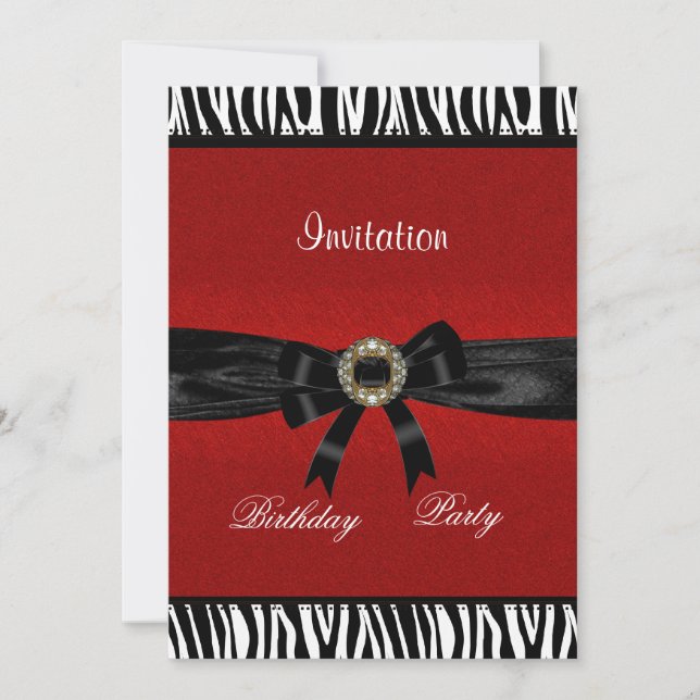 Invitación Red Black White Animal Bow (Anverso)