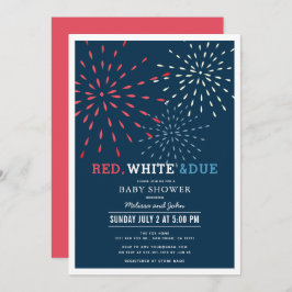 Invitación Red, Blanco y Vencimiento 4 de Julio Fuegos artifi