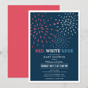 Invitación Red, Blanco y Vencimiento 4 de Julio Fuegos artifi