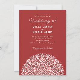 Invitación Red & Blue Coral Reef Marble Stone Mandala Wedding