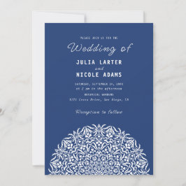 Invitación Red & Blue Coral Reef Marble Stone Mandala Wedding