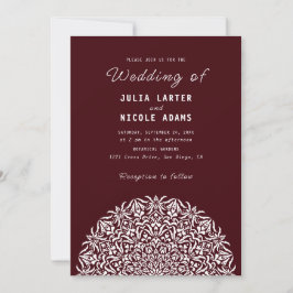 Invitación Red & Blue Coral Reef Marble Stone Mandala Wedding