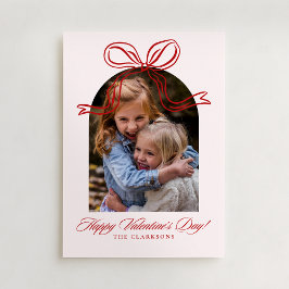 Invitación Red Bow Arch Frame Valentine’s Day Photo Card