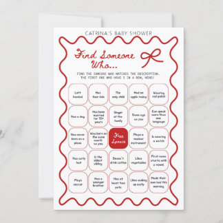 Invitación Red Bow Baby Shower - Editable Name, 5x7 Invitatio