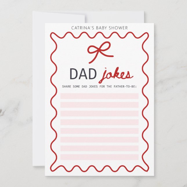 Invitación Red Bow Baby Shower - Nombre editable, 5x7 (Anverso)