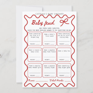 Invitación Red Bow Baby Shower - Nombre editable, 5x7