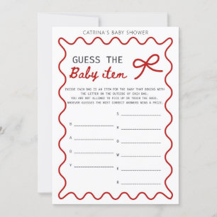 Invitación Red Bow Baby Shower - Nombre editable, 5x7