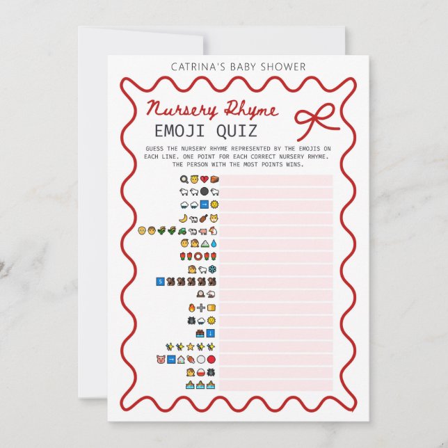 Invitación Red Bow Baby Shower - Nombre editable, 5x7 (Anverso)