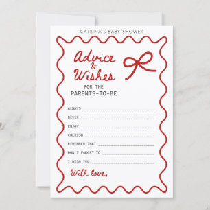 Invitación Red Bow Baby Shower - Nombre editable, 5x7