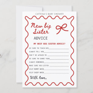 Invitación Red Bow Baby Shower - Nombre editable, 5x7