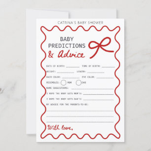 Invitación Red Bow Baby Shower - Nombre editable, 5x7