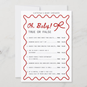 Invitación Red Bow Baby Shower - Nombre editable, 5x7