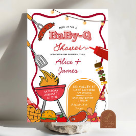 Invitación Red Bow Backyard BabyQ Baby Shower