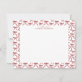 Invitación Red Bow Border Valentine's Day Note Card