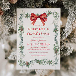 Invitación Red Bow Merry Little Christmas Bridal Shower