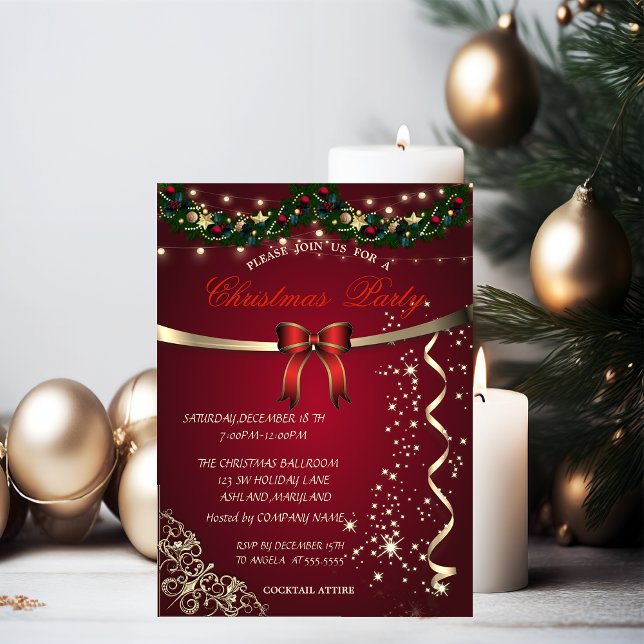 Invitación Red Bow, Ornaments Company Navidades Fiesta (Subido por el creador)