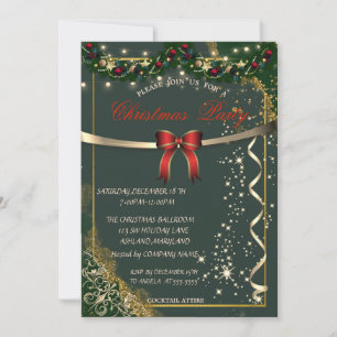 Invitación Red Bow, Ornaments Green Company Navidades Fiesta