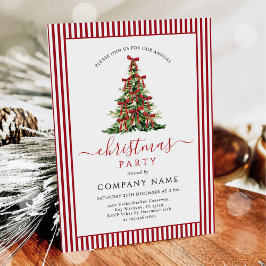 Invitación Red Bow Traditional Tree Christmas Party