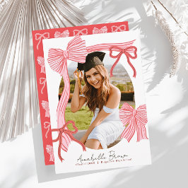 Invitación Red Bows Photo Graduation Announcement