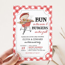 Invitación Red Burger BBQ Baby Shower