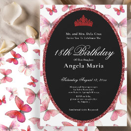 Invitación Red Butterflies 18th Birthday Debut