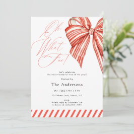 Invitación Red Candy Stripe Oh What Fun Christmas Party