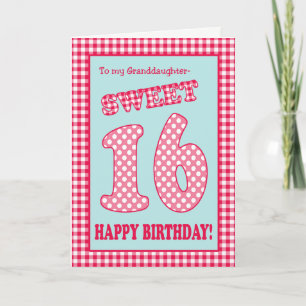 Invitación Red Check Polkas Dulce Nieta de 16 Años
