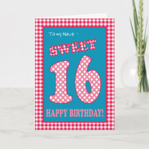 Invitación Red Check Polkas Sweet 16th Birthday for Niece