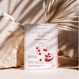 Invitación Red Cherries in Martini – Valentine’s Day Party