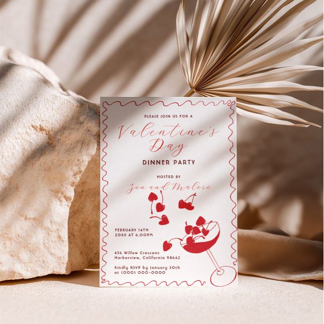Invitación Red Cherries in Martini – Valentine’s Day Party (Subido por el creador)