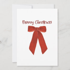 Invitación Red Christmas Bow with Merry Christmas Text