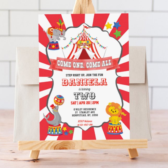 Invitación Red Circus Carnival Birthday Invitation (Subido por el creador)