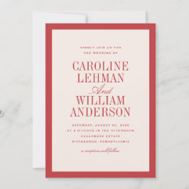 Invitación Red Classic Elegant Wedding 