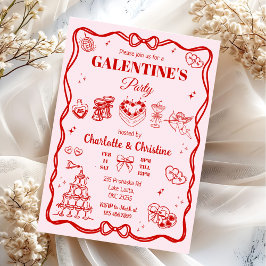 Invitación Red Coquette Galentine's Party