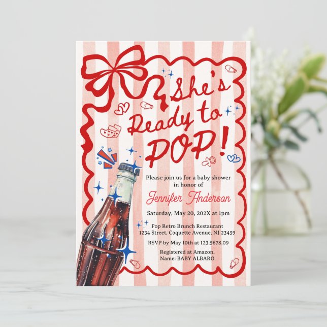Invitación Red Coquette She is Ready to POP Invitation (Anverso de pie)