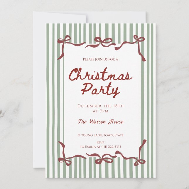 Invitación Red coquette Whimsical Hand Drawn Christmas  (Anverso)