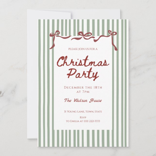 Invitación Red coquette Whimsical Hand Drawn Christmas Party (Anverso)