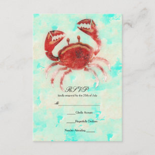 Invitación Red Crab Elegant Beach Engagement Wedding RSVP