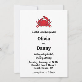 Invitación Red Crab Summer Coastal Beach Wedding