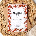 Invitación Red Crawfish Boil Seafood Cumpleaños Party<br><div class="desc">La alegre invitación a la fiesta de la langosta hecha a mano hierve. Ya sea un cumpleaños,  un compromiso,  el Mardi Gras o sólo el buen tiempo,  los boils de la langosta siempre pasan un buen rato,  cher!</div>