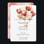 Invitación Red Cream White Hearts Balloons Birthday<br><div class="desc">Red Cream White Hearts Balloons Birthday</div>
