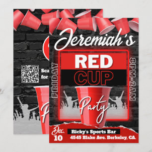 Invitación Red Cup Club   Cumpleaños al Estilo Grunge de Vola