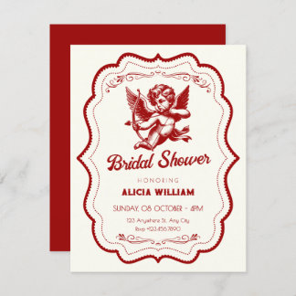 Invitación Red cupid angel bridal shower