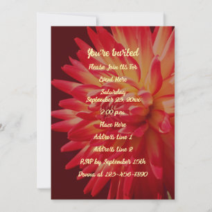 Invitación Red Dahlia Floral Elegante Fiesta