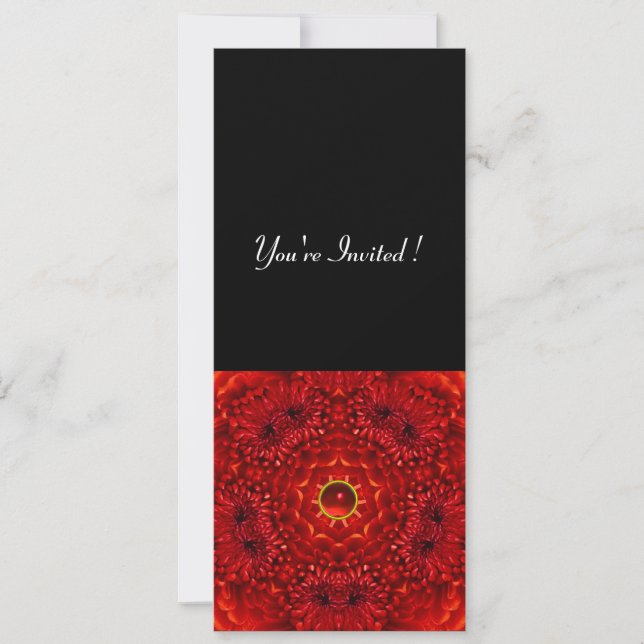 Invitación RED DAHLIA, RUBY, negro brillante (Anverso)