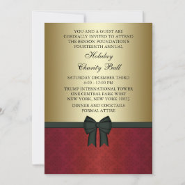 Invitación Red Damask Gold Black Tie Fiesta corporativo