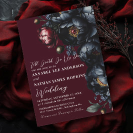Invitación Red Dark Moody Romántico Boda gótico Peony