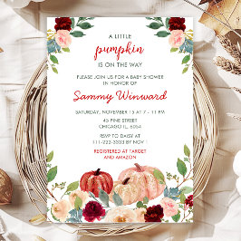 Invitación Red de Borgoña y Rubor Pumpkins Baby Shower