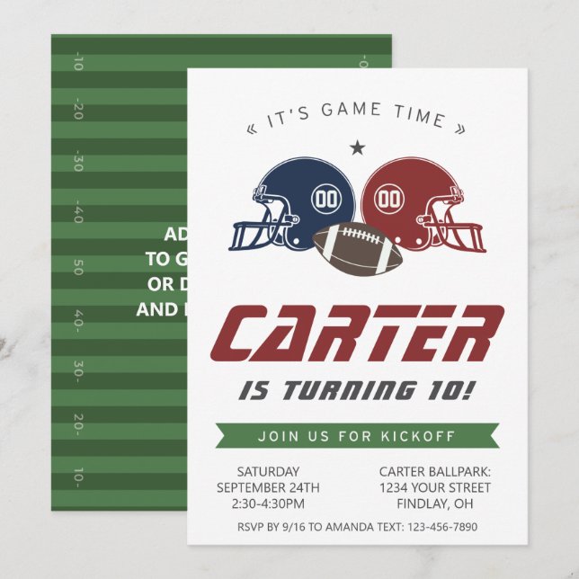 Invitación Red de la Marina de Fútbol Americana, cualquier fi (Anverso / Reverso)