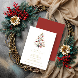 Invitación Red Delicate Minimalist Chic Winter Christmas Tree